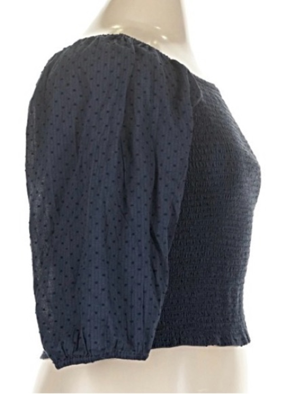 Jessica Simpson Katiya Smocked Puff Sleeve Top — Navy — Size XL - Picture 3 of 3